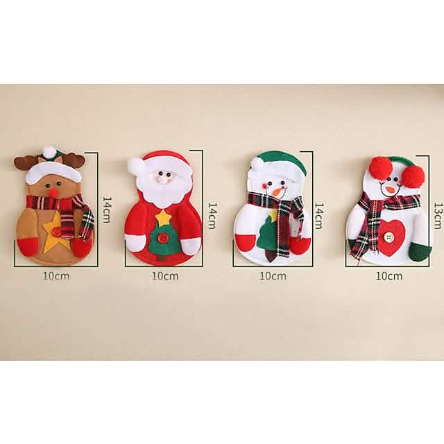 4-teilig: Weihnachtliches Geschirrset Messer- und Gabeltaschen