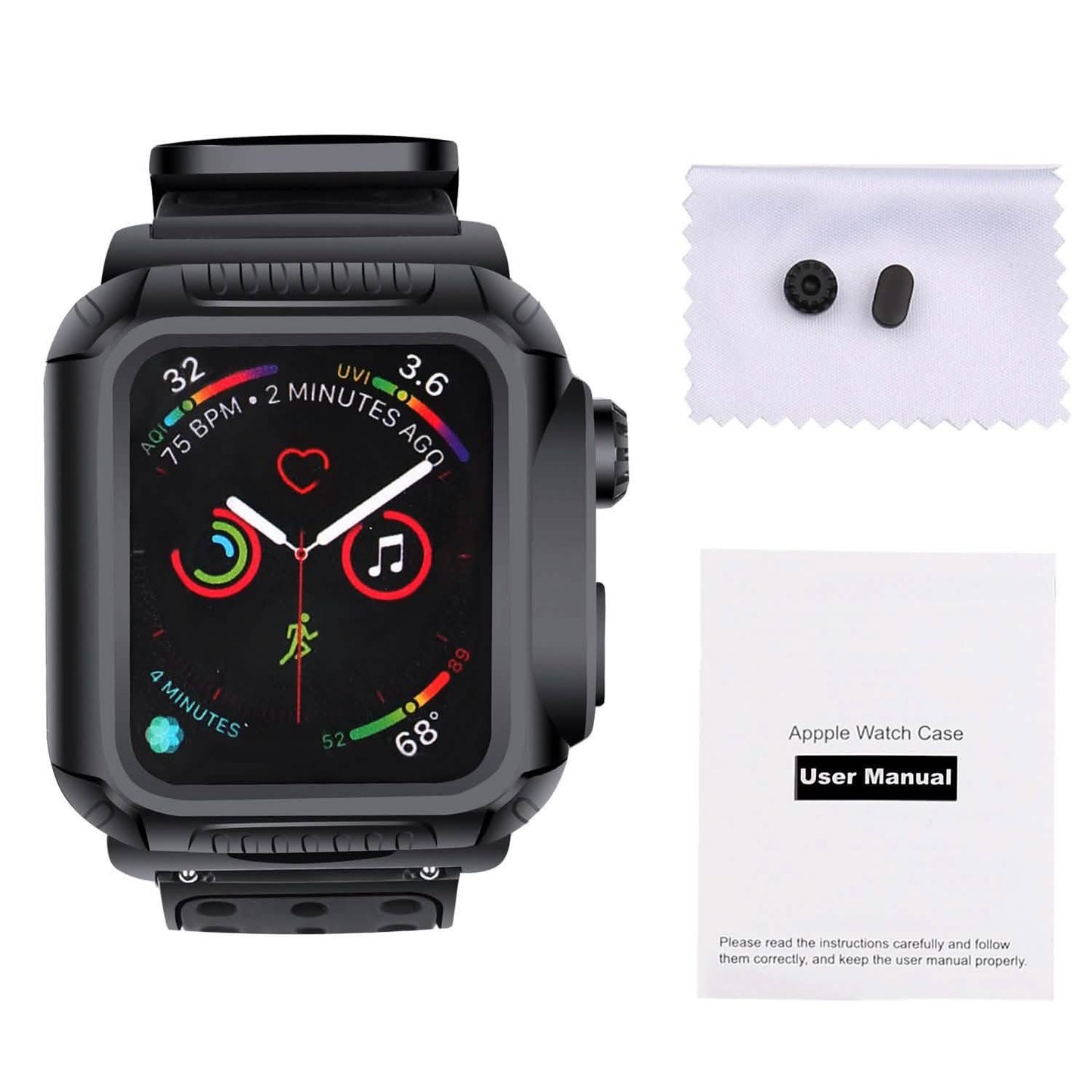 44MM Vollständige Abdeckung Durchsichtige Gehäuseschutzfolie mit Armbändern für Apple iWatch 4 und 5