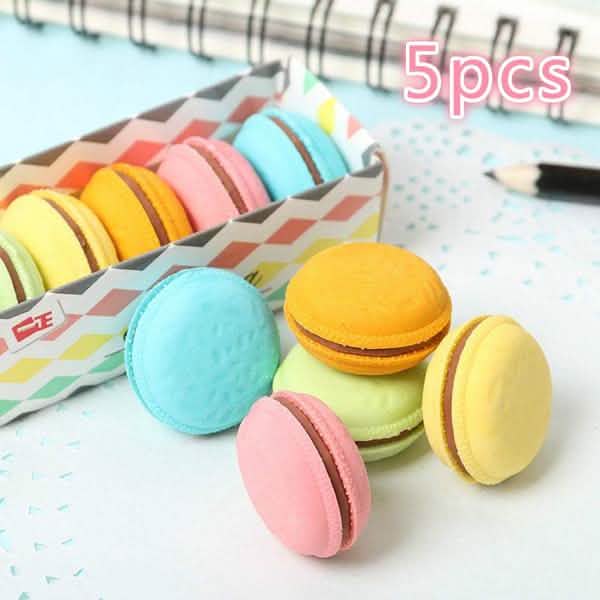 5er-Pack: Macaron Radiergummis