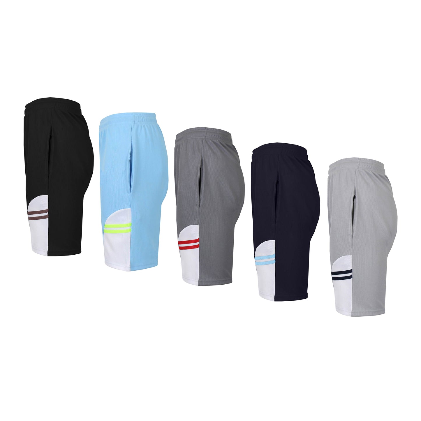 5er-Pack: Feuchtigkeitsableitende Herren-Sport-Mesh-Shorts