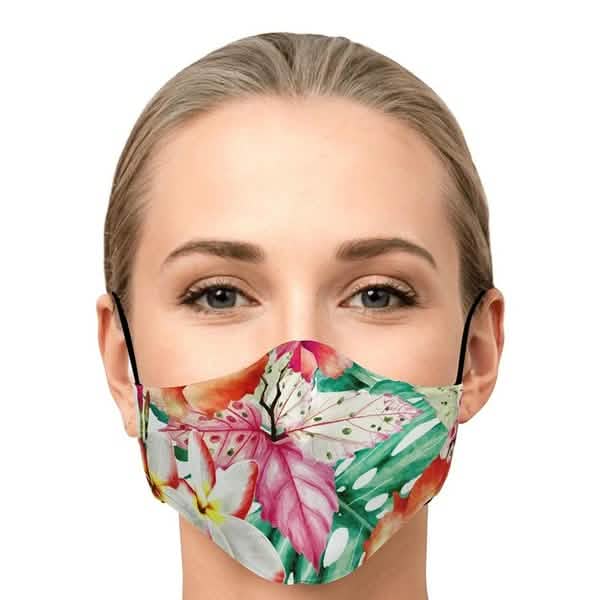 5-teilig: Modische Baumwoll-Gesichtsmaske mit Blumendruck, halbe Gesichts-Mundschutzmasken, Gesundheit