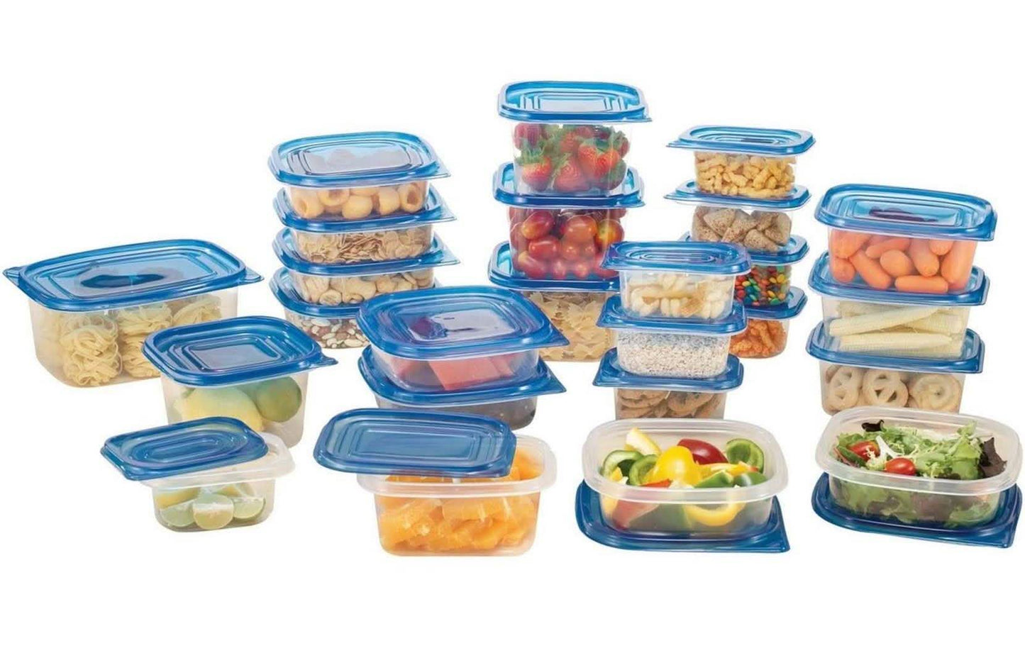 50-teiliges Set: Wiederverwendbare Kunststoff-Frischhaltedosen-Set