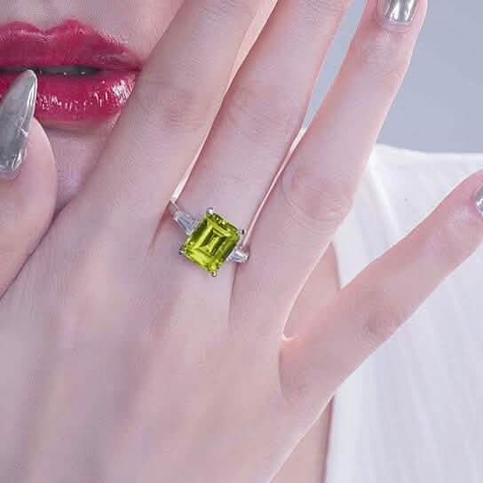 5,00 Karat Smaragd-geschliffener Peridot-Edelsteinring