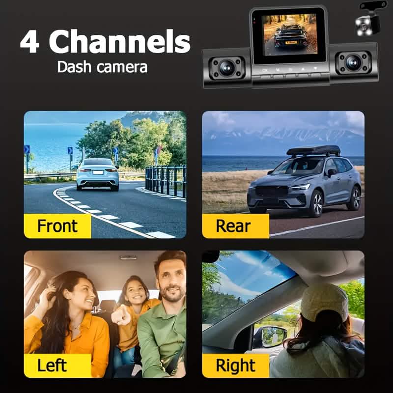 4-Kanal-Auto-DVR-Dashcam – 1080P vorne, 720P seitlich und hinten, Nachtsicht