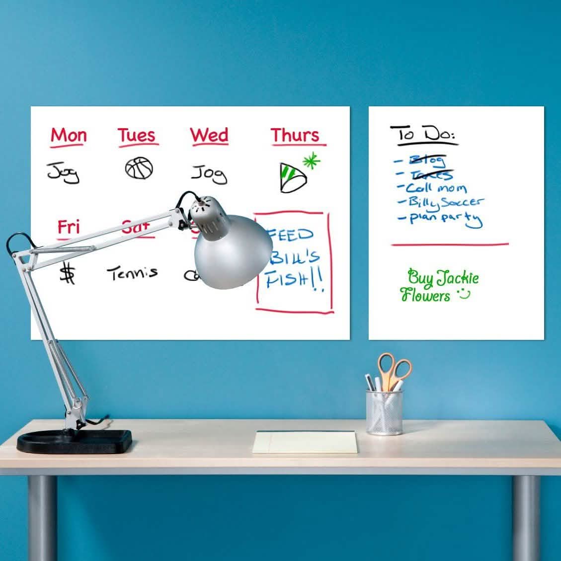 6er-Pack: Abnehmbare Whiteboard-Folien mit Marker