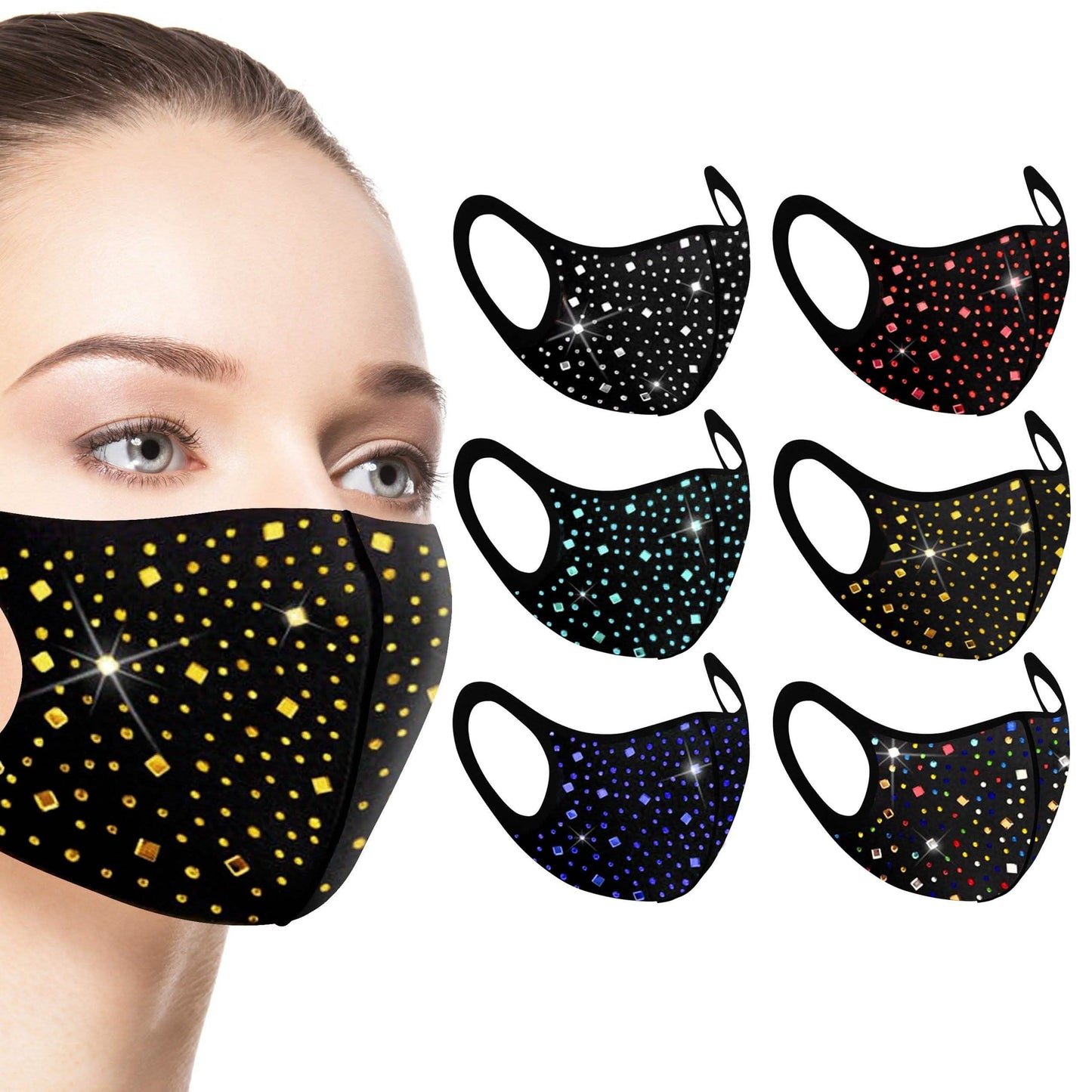 6er-Pack: Strass-Bling Gesichtsmaske