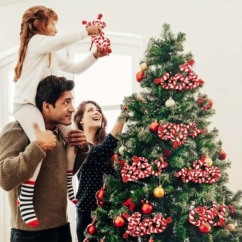 6er-Pack: Rot-weiße Zuckerstangen-Christbaumschmuck
