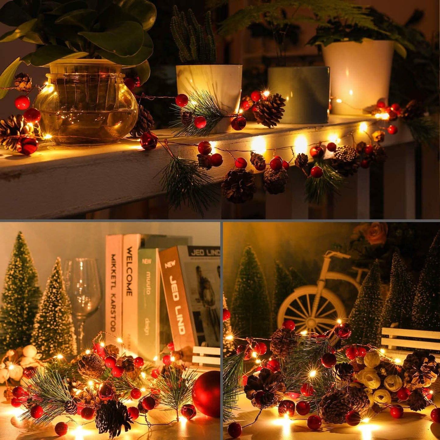 2 m lange Weihnachtsgirlande mit 20 LEDs