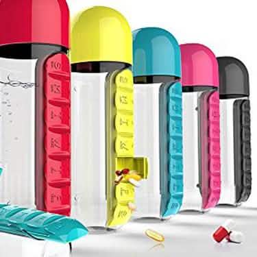 7-Tage-Pillen-Tabletten-Medikamenten-Organizer Wasserflaschenhalter Box