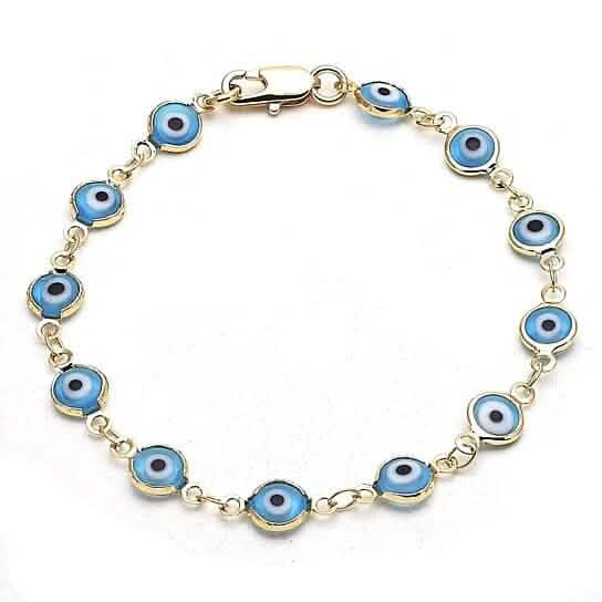 8" Gold Filled Böser Blick Hellblaues Armband