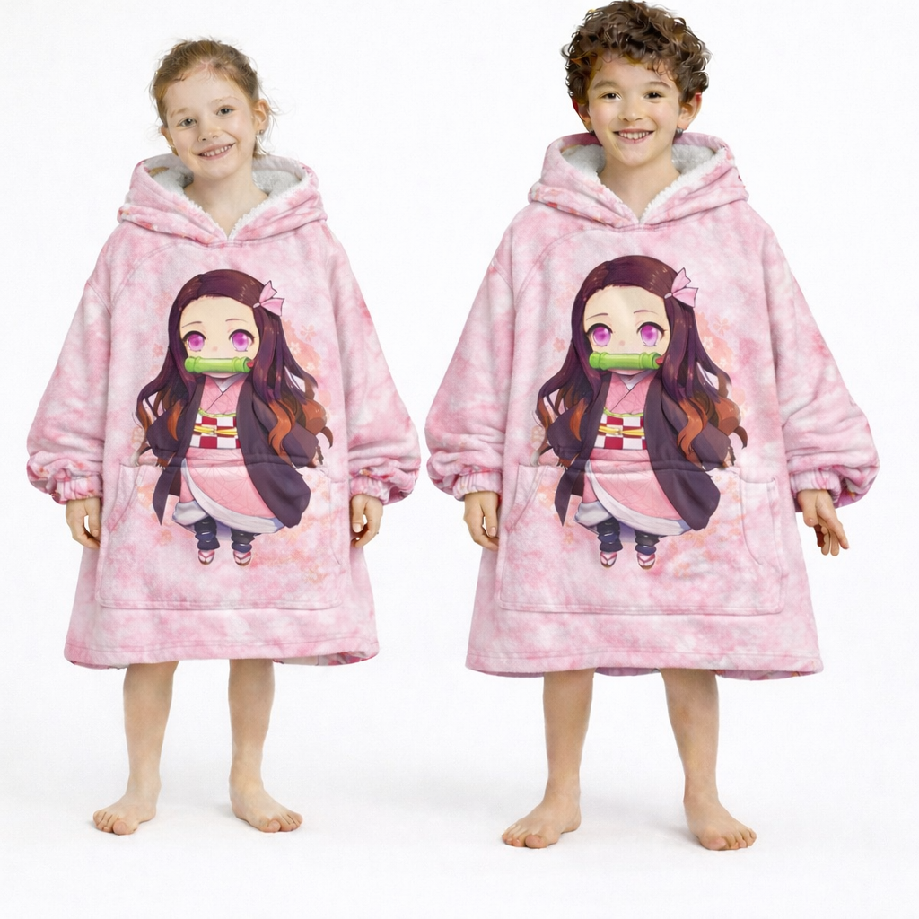 Nezuko Kamado Demon Slayer tragbare Decken-Kapuzenpullover für Kinder & Erwachsene | OLM Toys