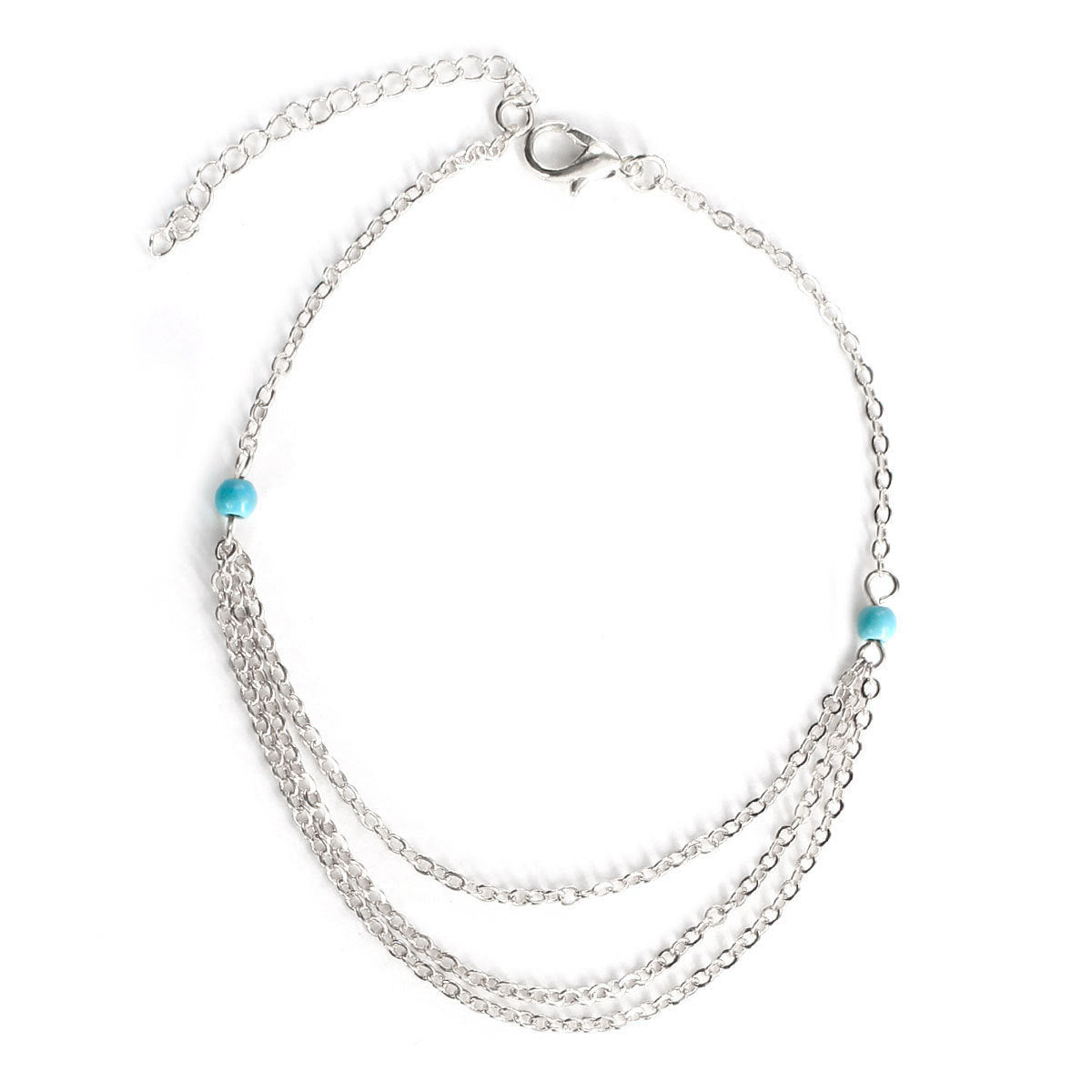 Layer-Ketten-Charm-Türkis-Fußkettchen-Schmuck