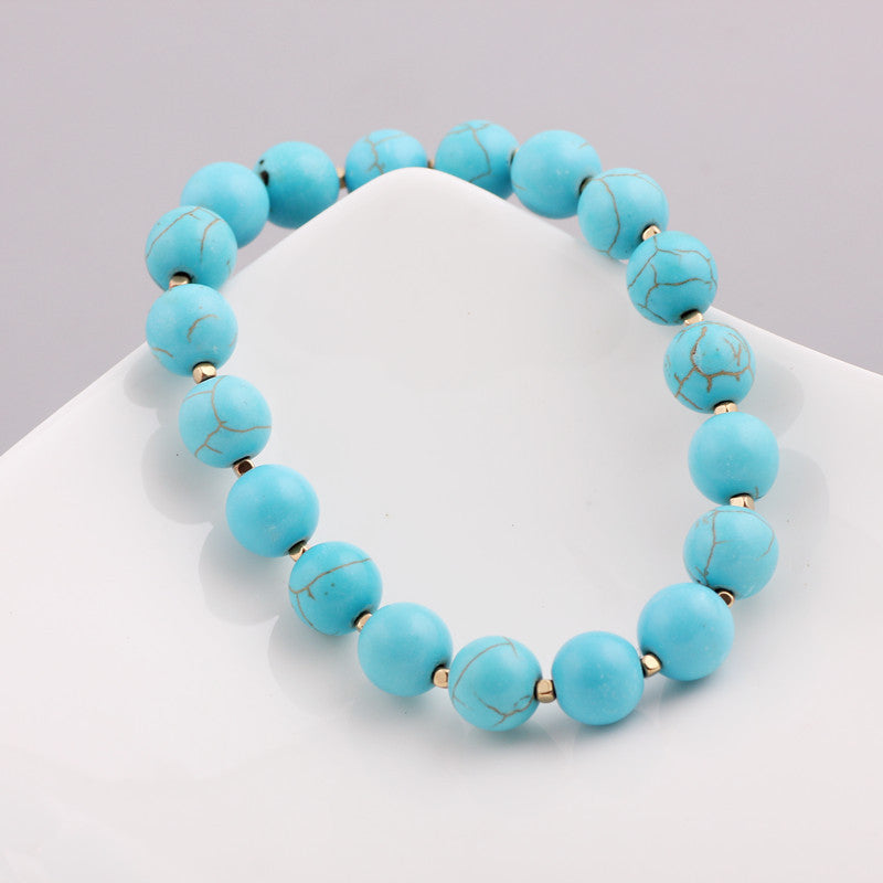 Türkis Naturstein Perlen Armband