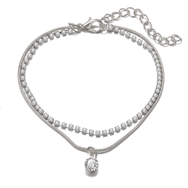 Bling Kristall Tennis Glieder Kette Fußkettchen Schmuck