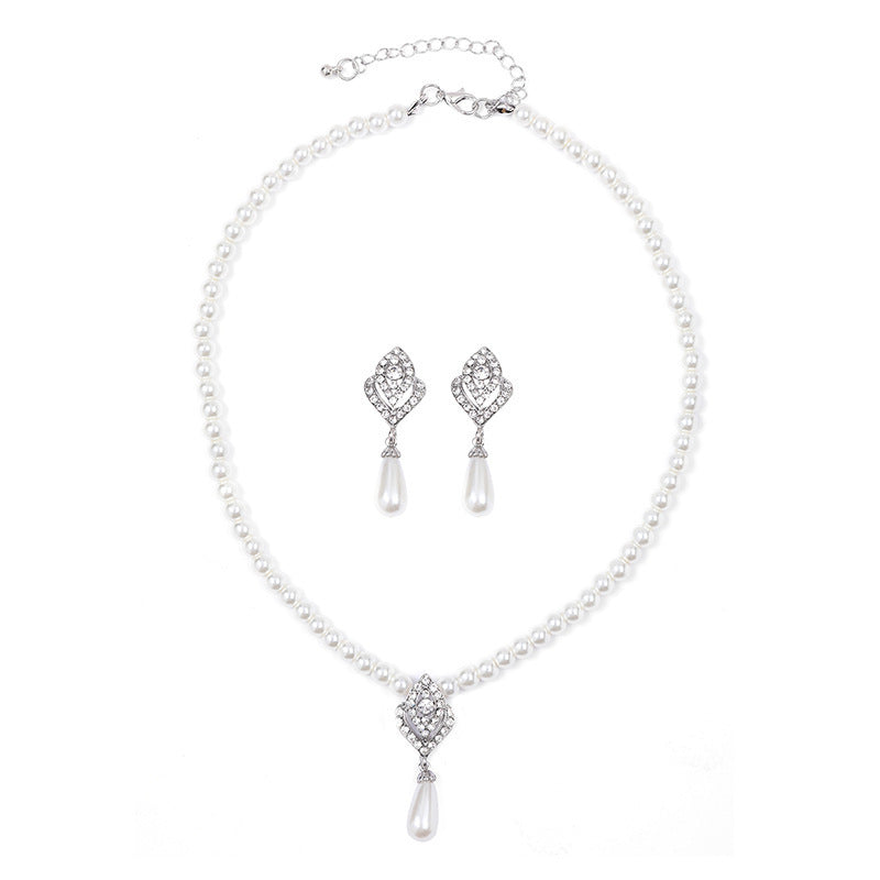 Damen Kristall Perle Strass Braut Hochzeit Schmuck Sets