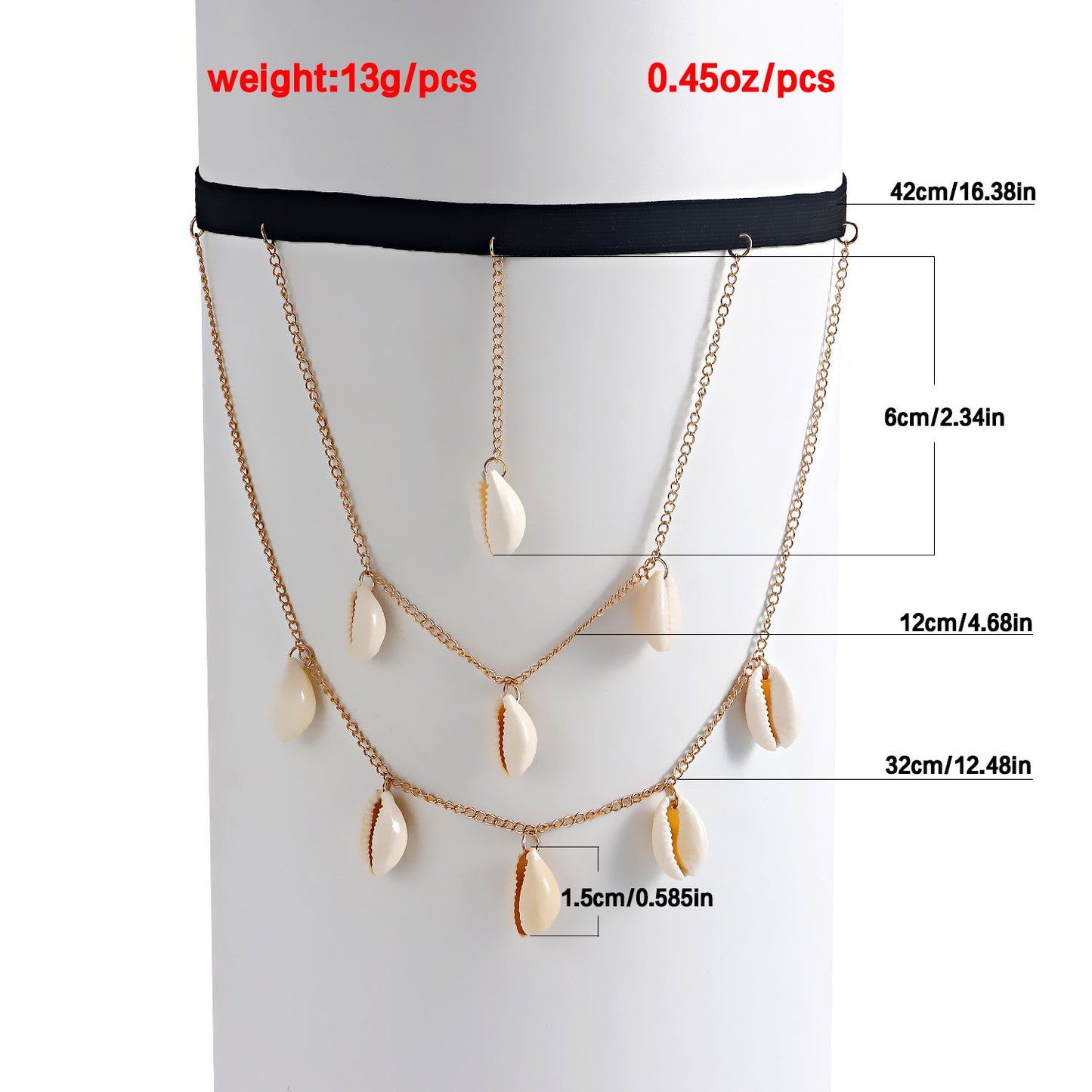 Damen Schmuck Mehrschichtige Quaste Muschel-Anhänger Oberschenkelkette