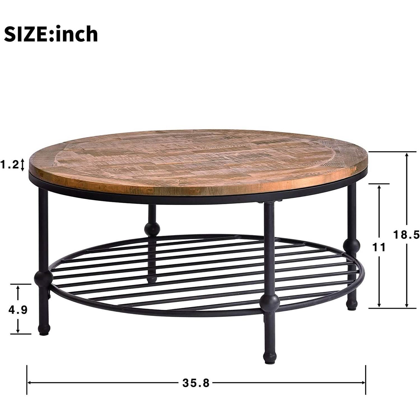 Antiker Couchtisch aus Naturholz mit Ablage für das Wohnzimmer