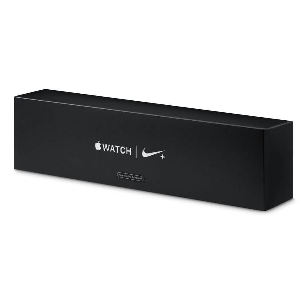 Apple Watch Nike Series 5 (GPS) 44 mm Aluminiumgehäuse Silber mit Nike Sportarmband Platin/Schwarz