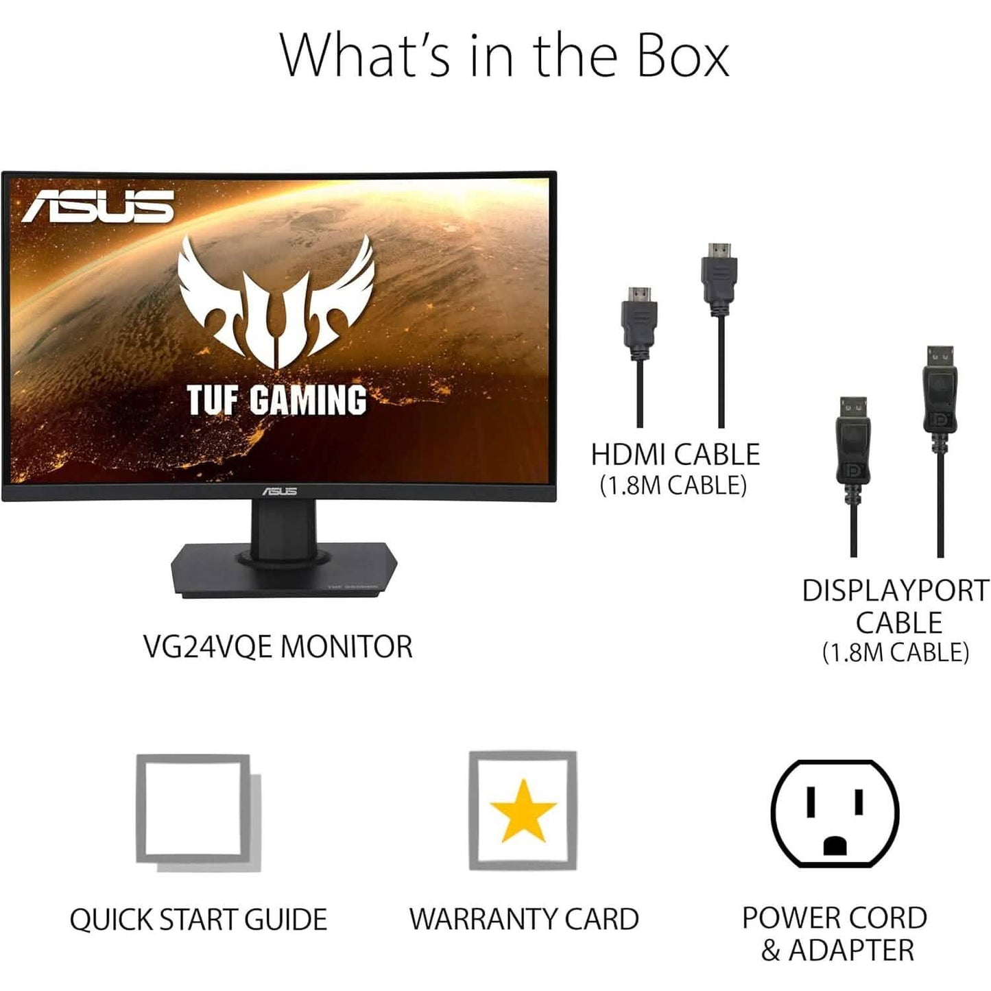 ASUS TUF Gaming 23.6" 1080P Curved Monitor (VG24VQE) (Generalüberholt)