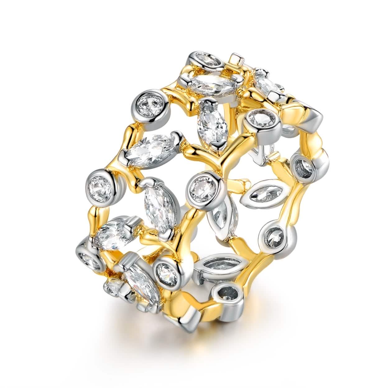 Rhodinierter Zirkonia-Ring – Größe: 8