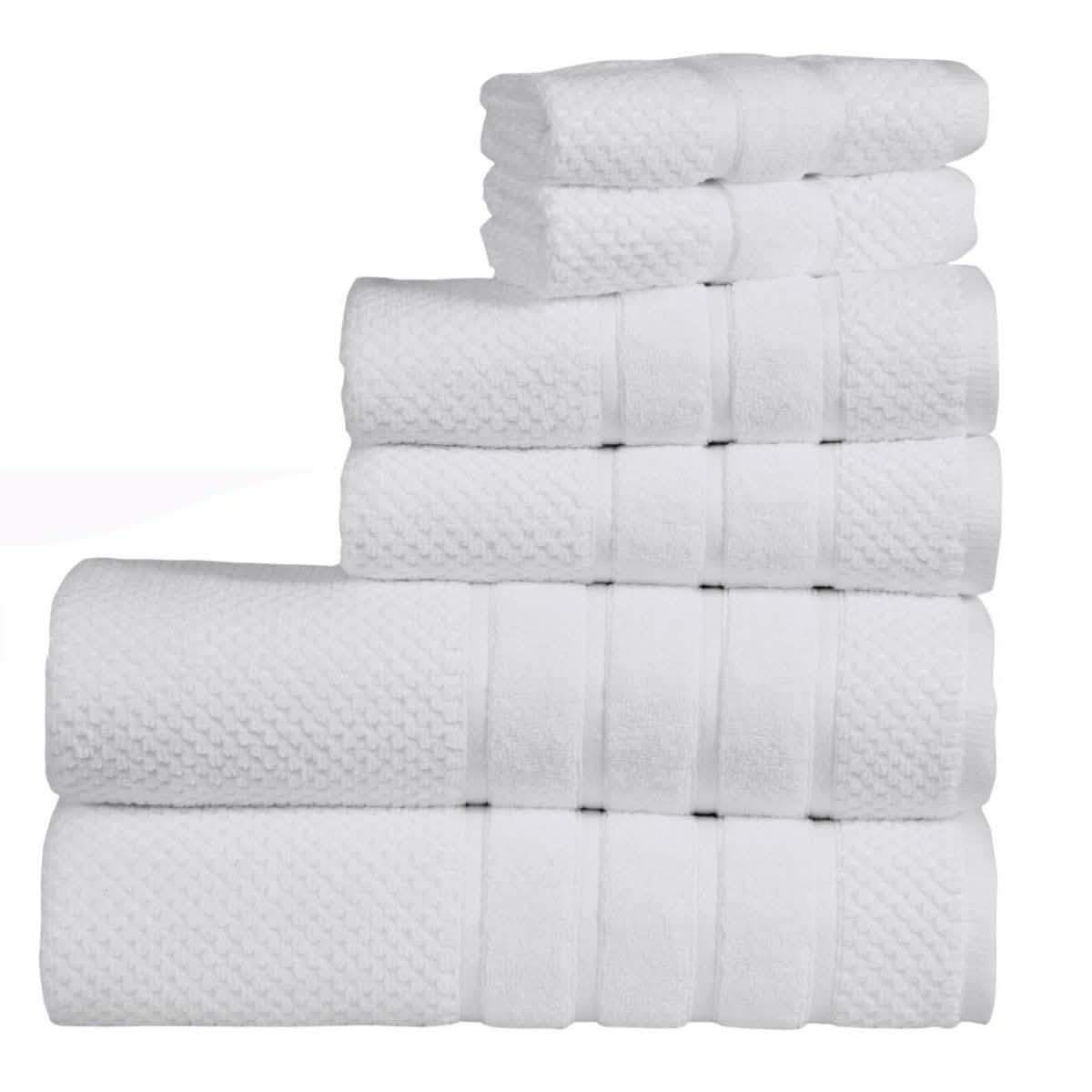Bibb Home 6-teiliges Handtuch-Set aus ägyptischer Baumwolle (Zero Twist)