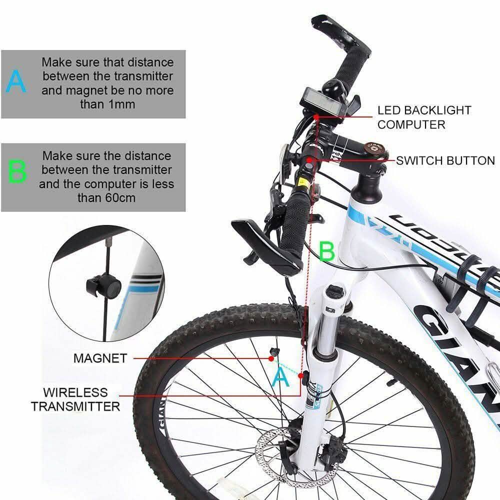 Kabelloser Fahrrad-GPS-Fahrradcomputer mit LCD-Hintergrundbeleuchtung, Tachometer, Kilometerzähler