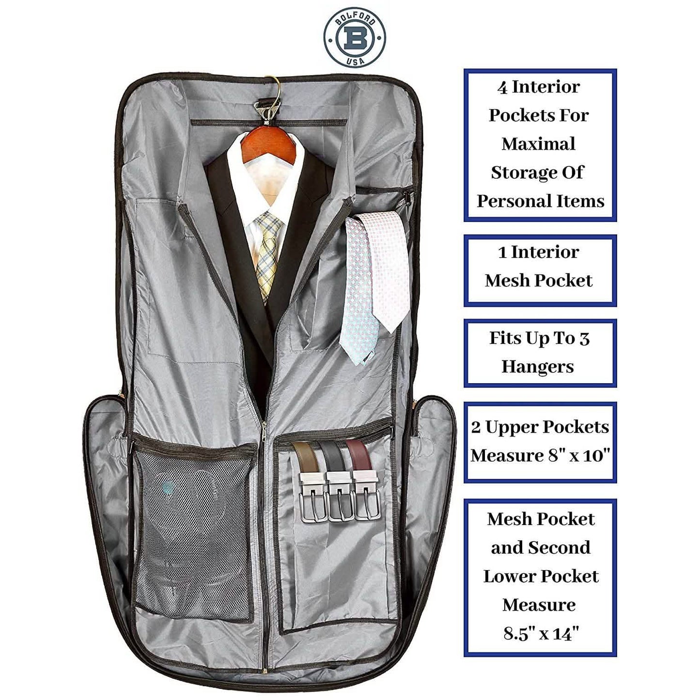 Bolford Reisetasche für Geschäftsreisen und Reisen mit gepolstertem Laptopfach