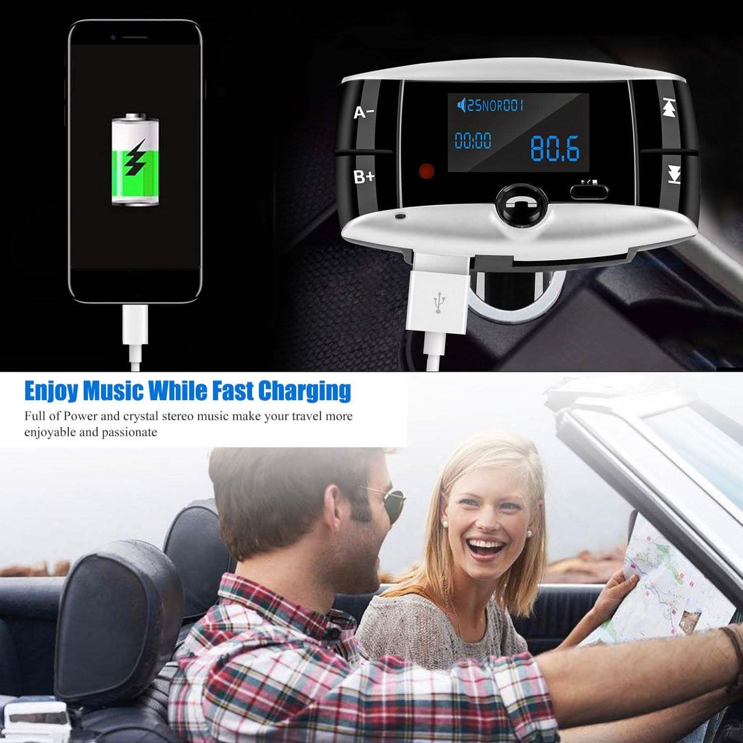 Auto Kabelloser FM Transmitter USB Ladegerät Freisprechanlage MP3 Player