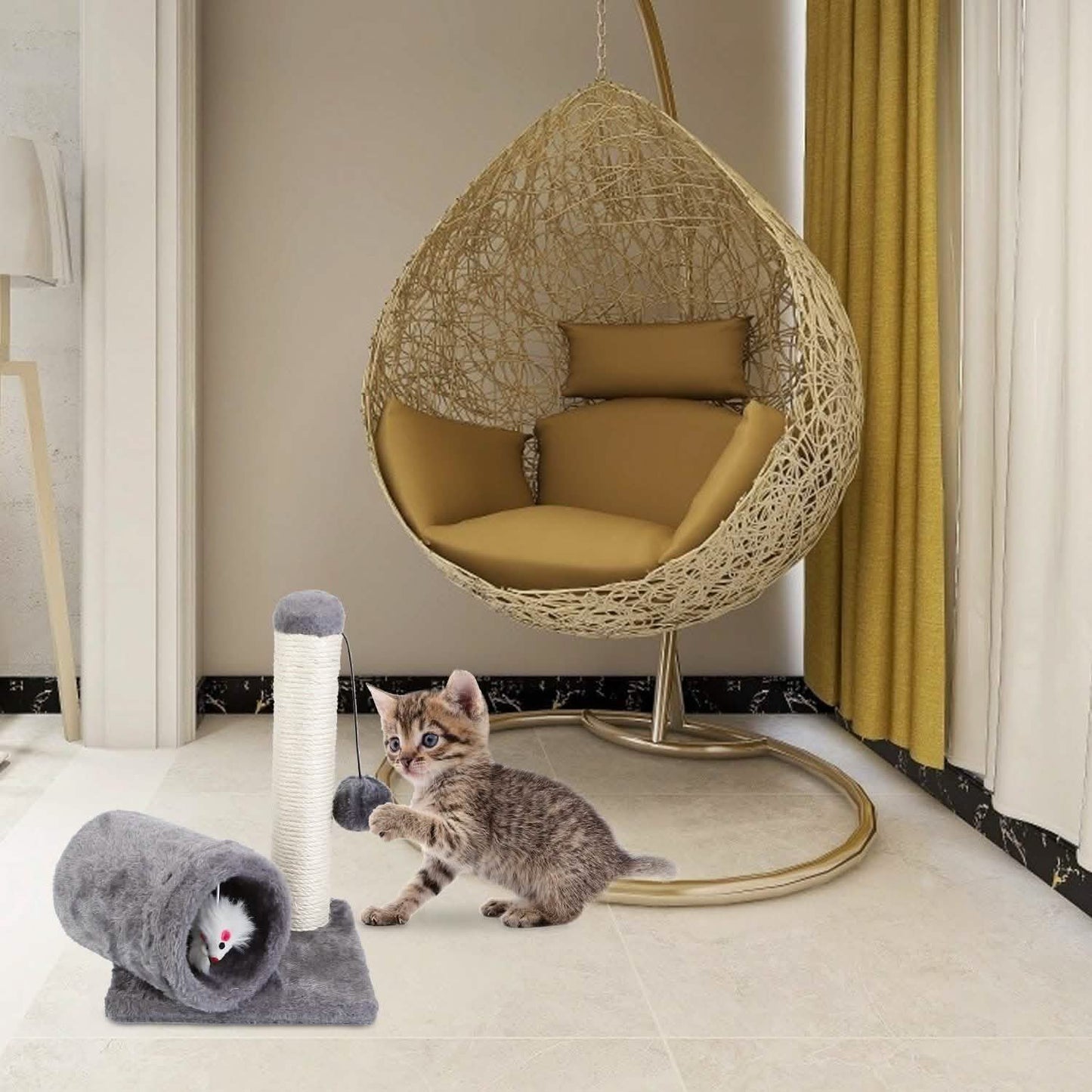 Katzen-Sisal-Kratzbaumspielzeug mit Tunnel