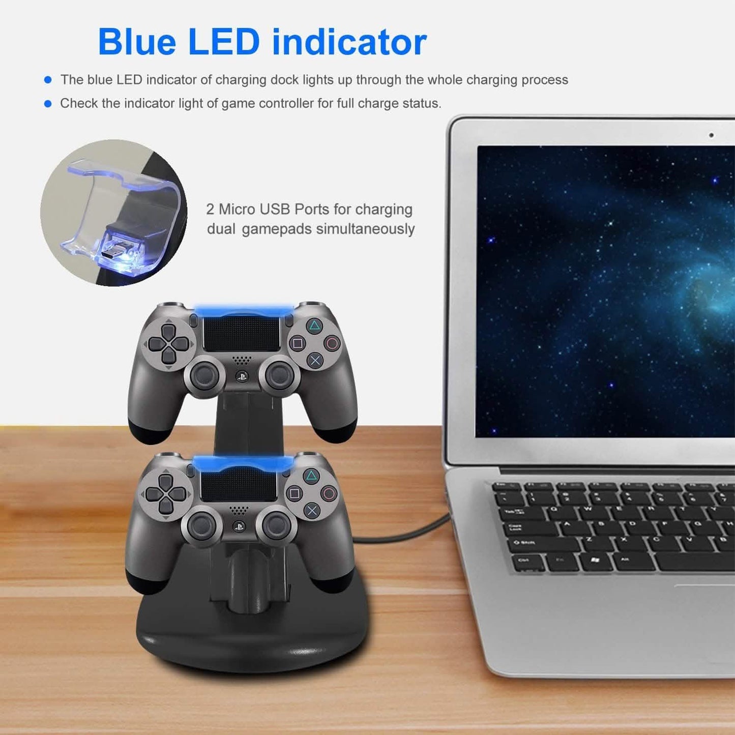 Ladestation Dual Micro USB Ständer für PS4 Pro