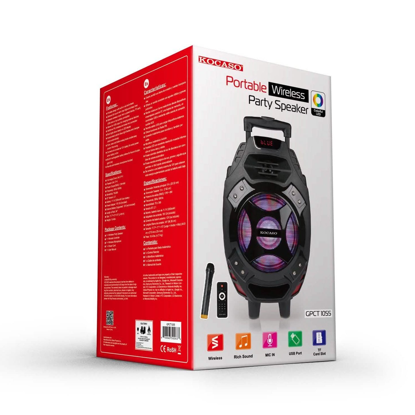 Bunter, tragbarer, kabelloser Party-Lautsprecher mit LED-Beleuchtung