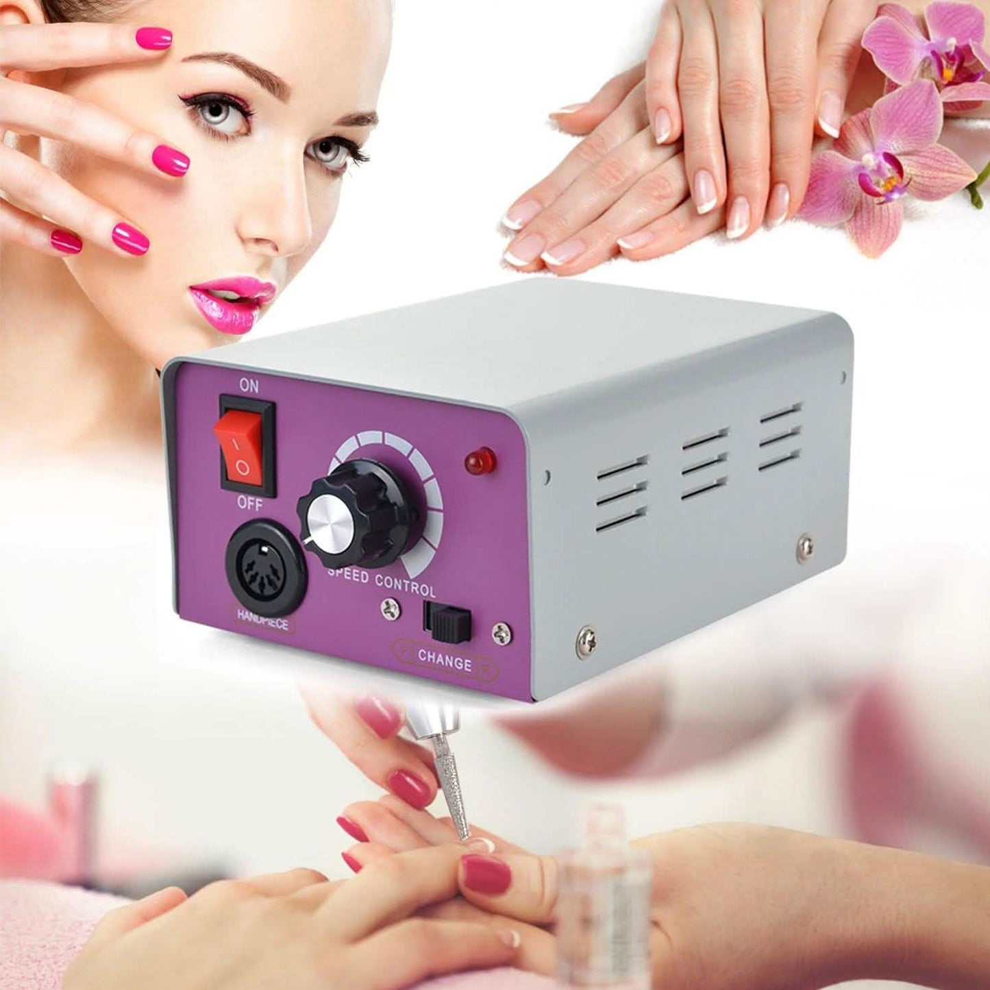 Komplettes Elektrisches Nagelbohrer-Set Nagelkunst Feile Bit Acryl Maniküre Pediküre Band