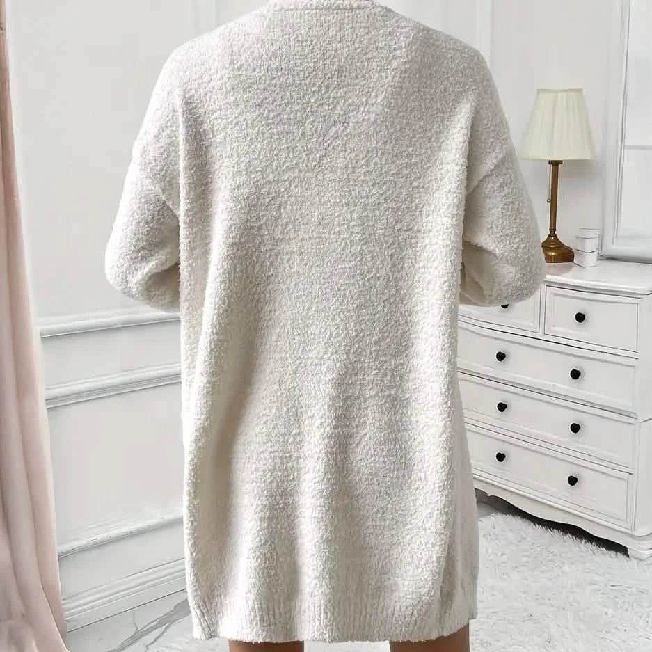 Gemütliches Fleece-Lounge-Set für Damen mit langärmligem Cardigan, V-Ausschnitt-Tanktop und Shorts
