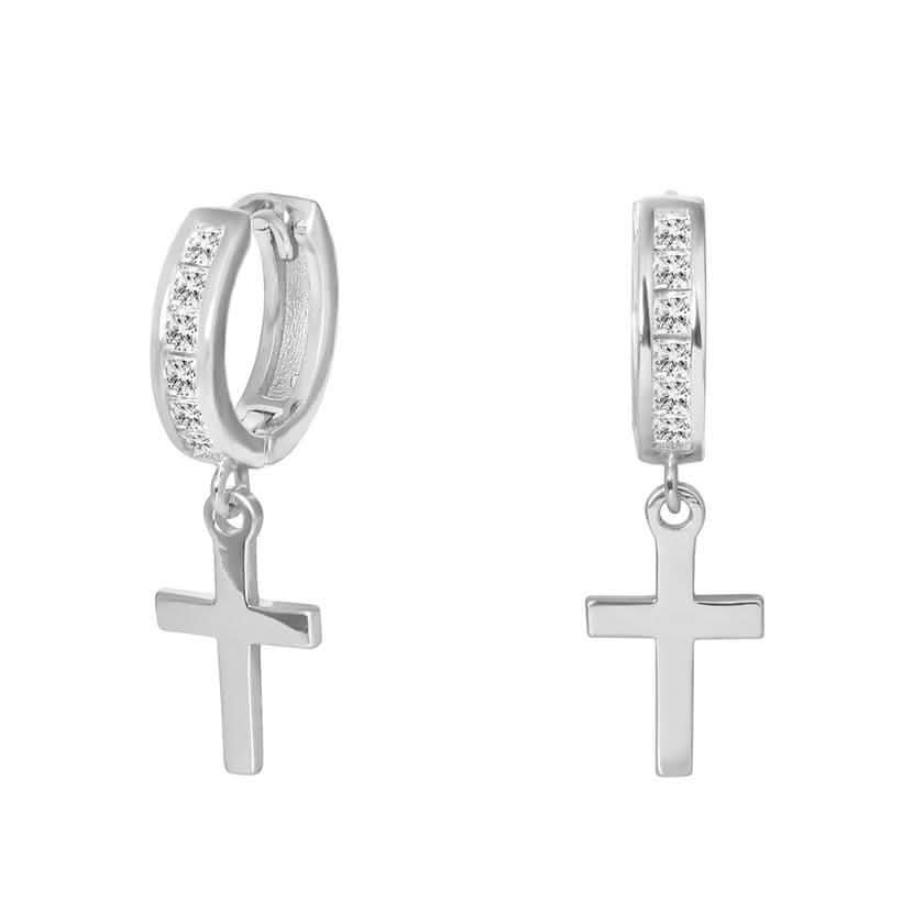 Kreuz-Tropfen-Huggies aus Sterlingsilber