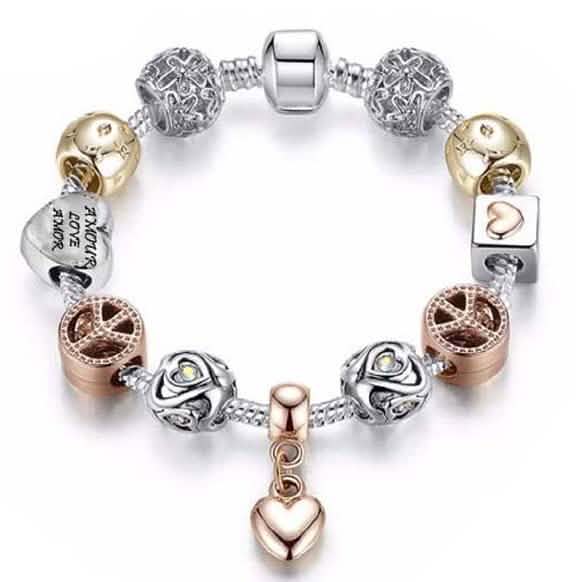 Kristallherz-Armband in Gold