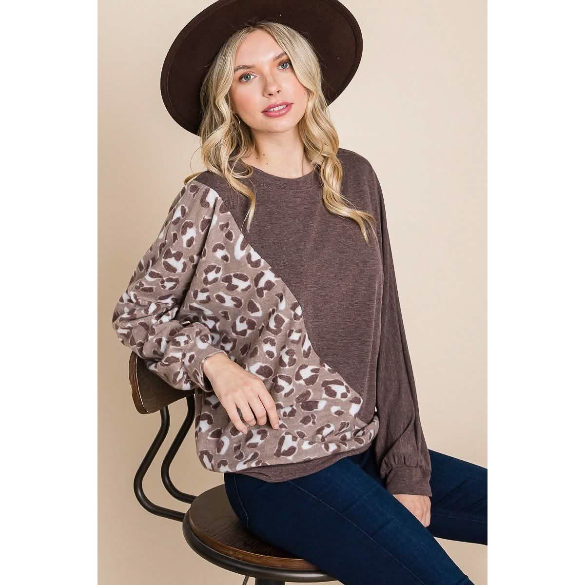 Niedlicher Tier French Terry Pullover mit Kontrastdruck und Bündchendetail