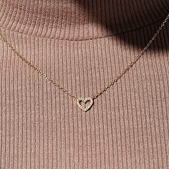 Zierliche Diamant-Herz-Halskette Kleine Liebesherz-Alltagskette