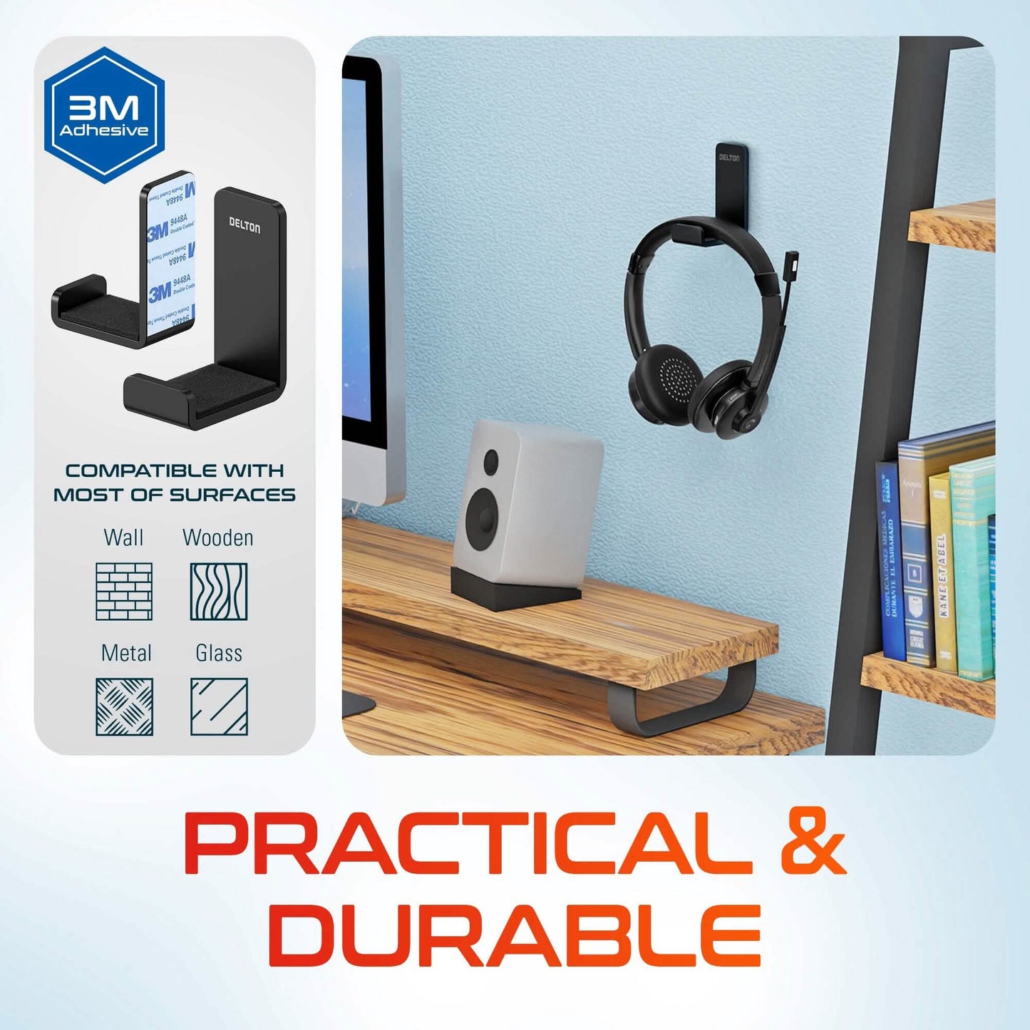 Delton 20X Kabelloses Computer-Headset mit USB-Dongle und Haken, Bluetooth Trucker-Kopfhörer mit Geräuschunterdrückendem Mikrofon