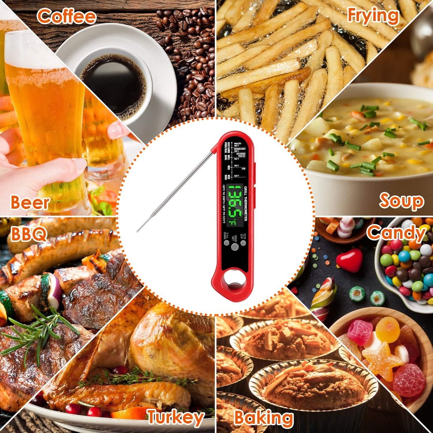 Digitales Thermometer BBQ Fleisch-Speisen Kochtemperatur-Messgerät