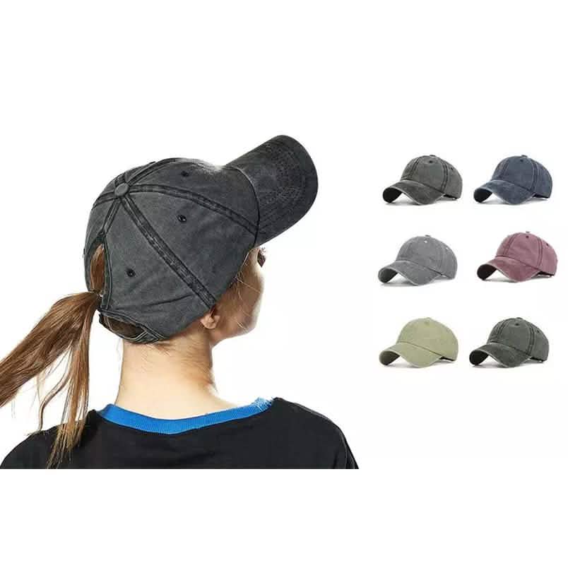 Baseballkappe mit Zopföffnung im Distressed-Look