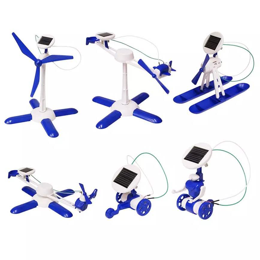 DIY Blauer 6-in-1 Pädagogischer Solar-Roboter Bausatz