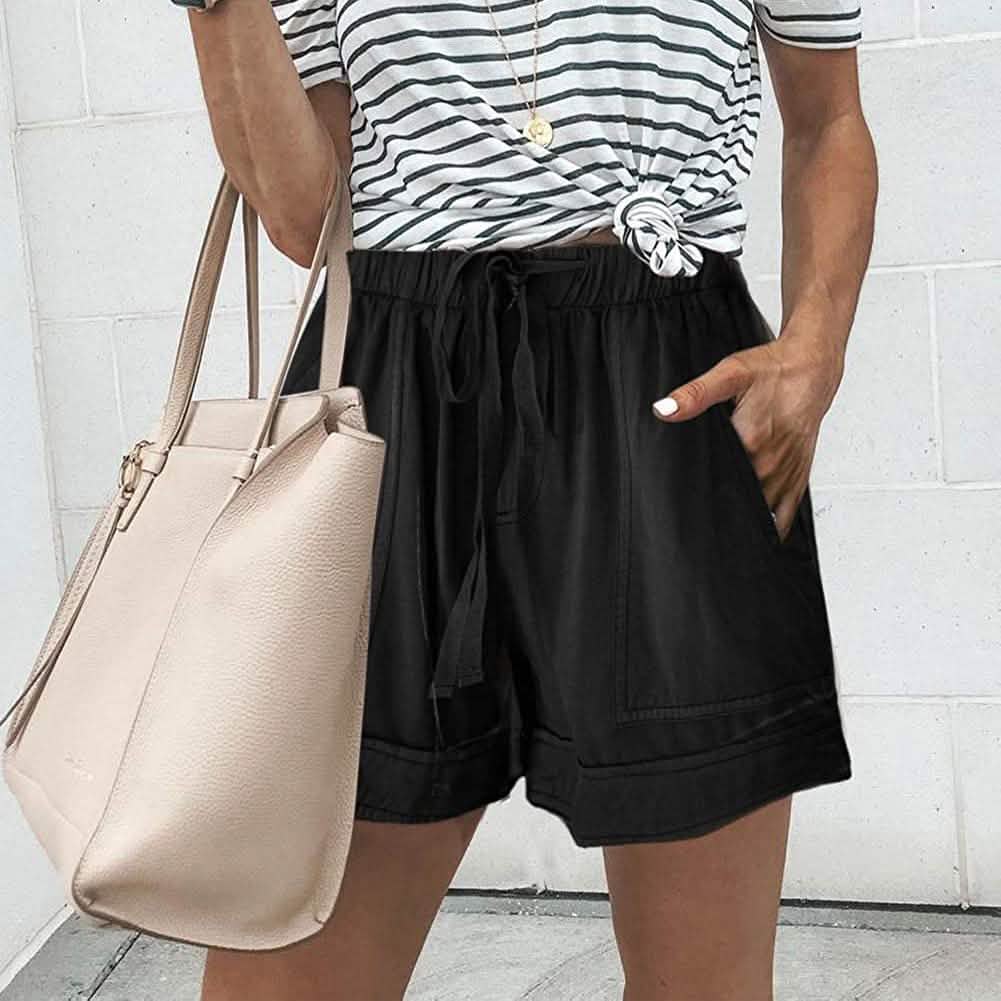 Elapsy Damen Freizeit Shorts mit Kordelzug, elastischem Bund und Taschen für den Sommer