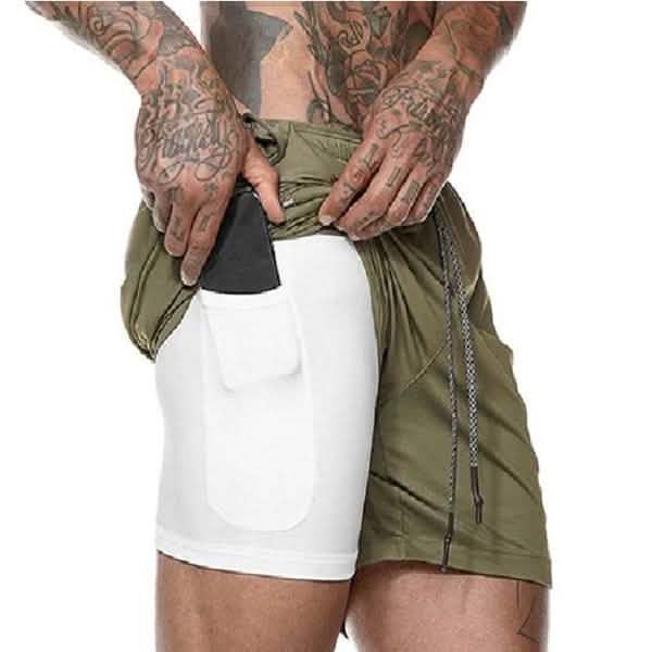 Modische Herren-Sportshorts mit elastischem Bund und Handytasche