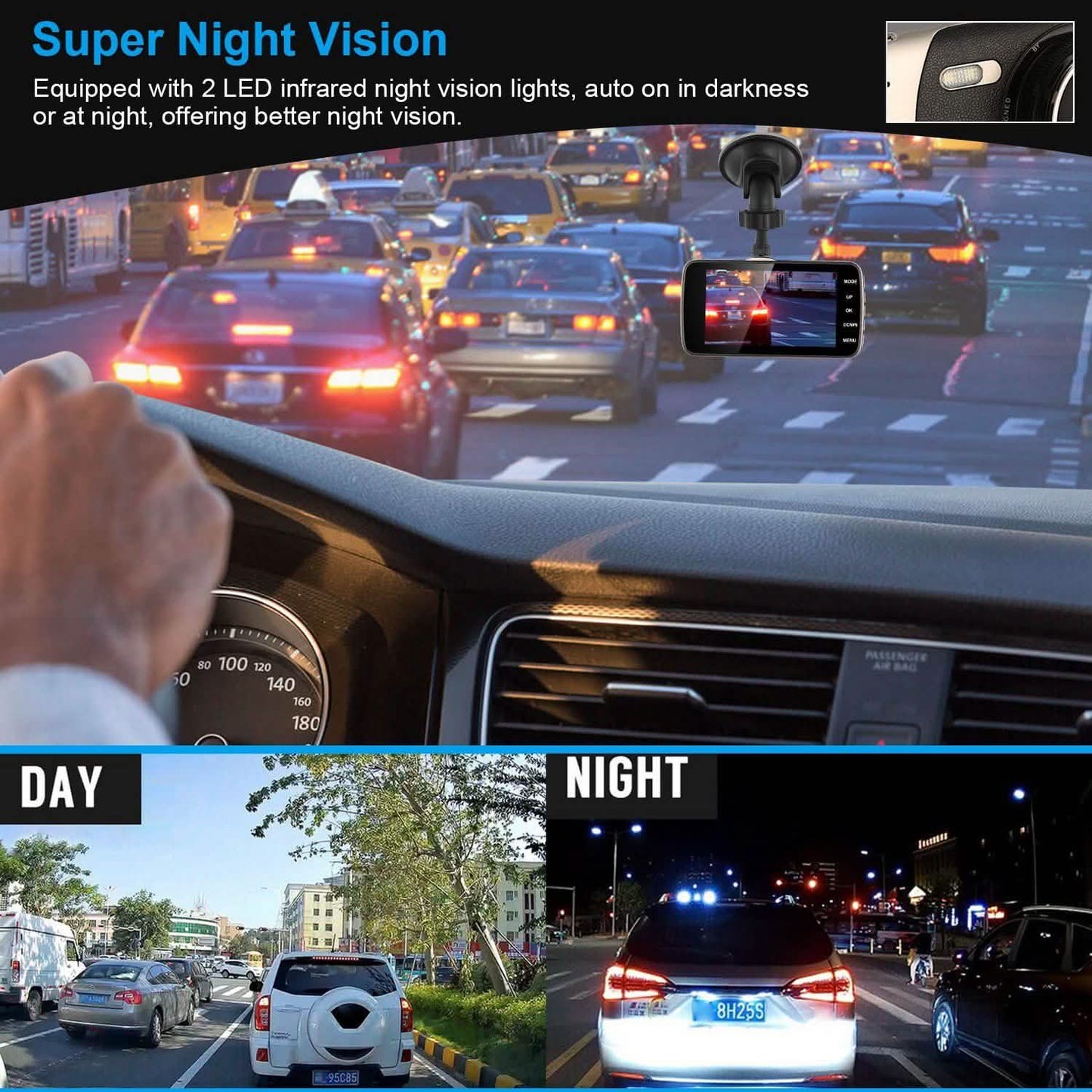 FHD 1080P Dashcam mit 4-Zoll-Bildschirm und zwei Kameras
