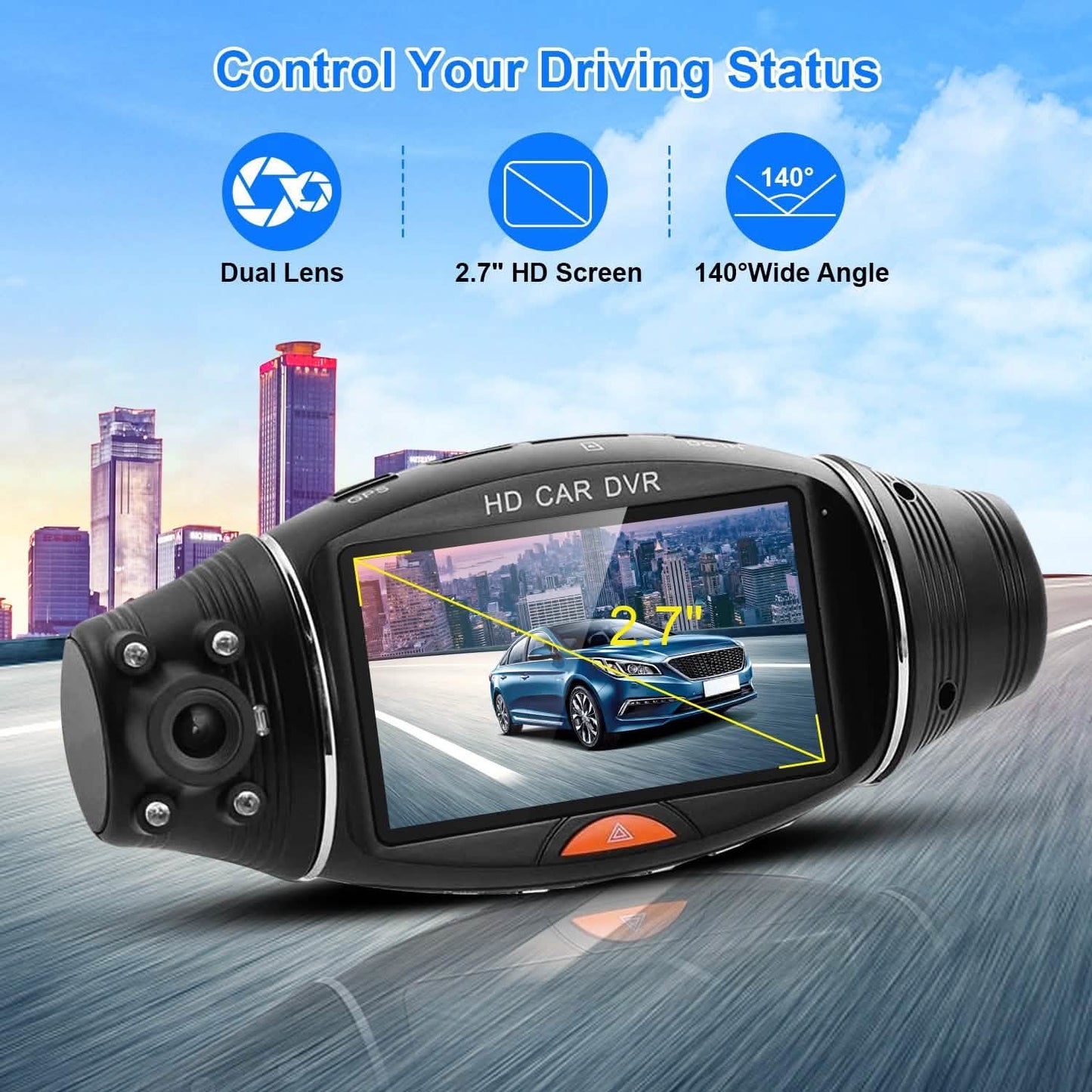 FHD 1080P Dual-Objektiv Auto DVR Dashcam