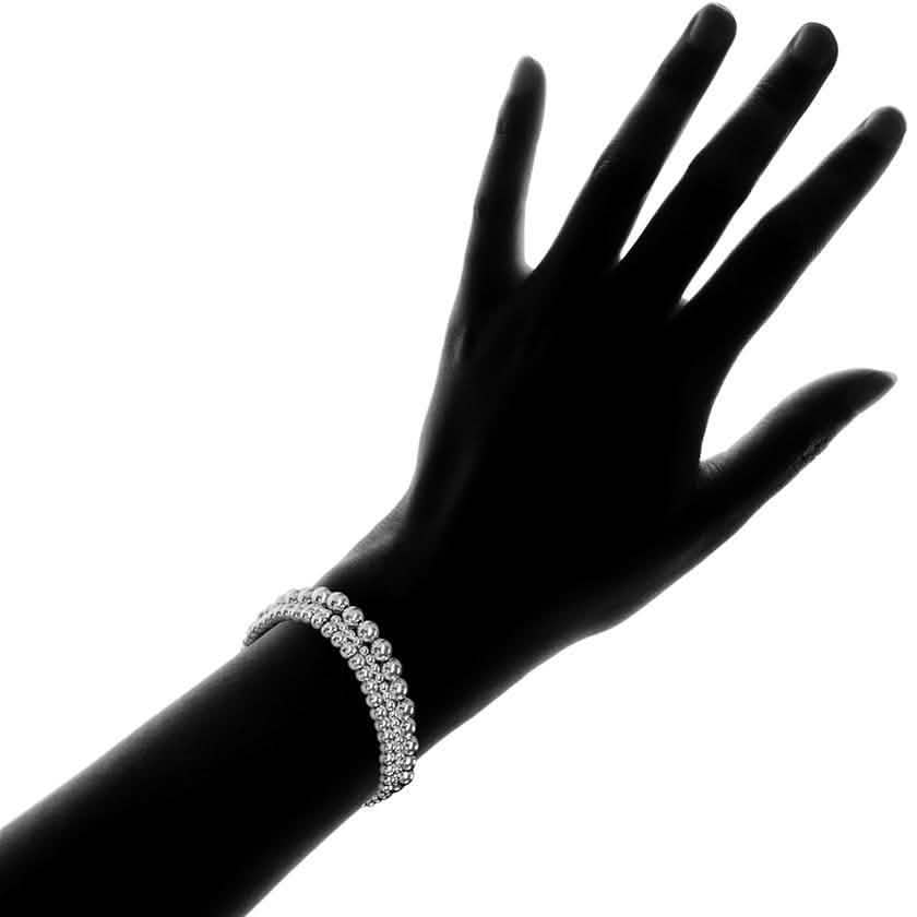 Feines Stretcharmband aus Sterlingsilber mit mehreren Perlen