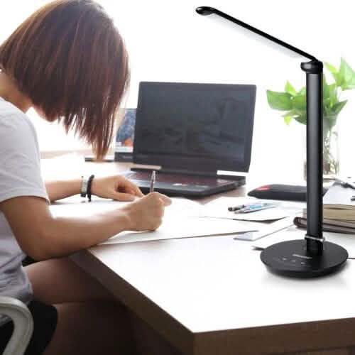 Faltbare AC-LED-Schreibtischlampe, verstellbar, Touch-Steuerung, USB-wiederaufladbar