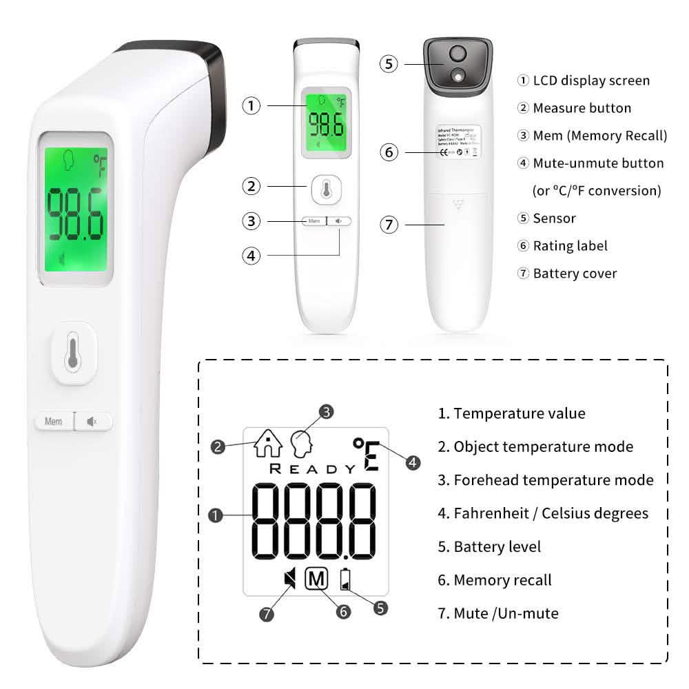 Stirnthermometer Berührungsloses Infrarot-Thermometer FC-IR200