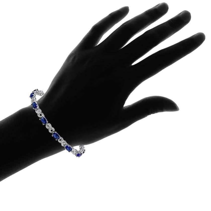 Echtes Saphir- und Diamant-Tennisarmband von Valencia Gems