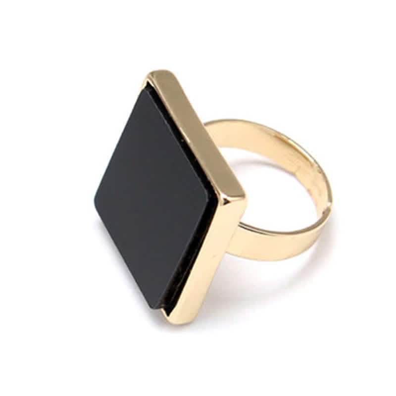 Geometrischer quadratischer Farben-Muschelring Böhmen Persönlichkeit Übertriebene Mode-Ringe